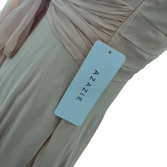 NWT Azazie Pearl Pink Bianca Chiffon Gown Size 6 - Picture 8 of 12
